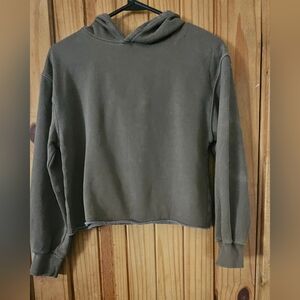 Girls olive green crop hoodie